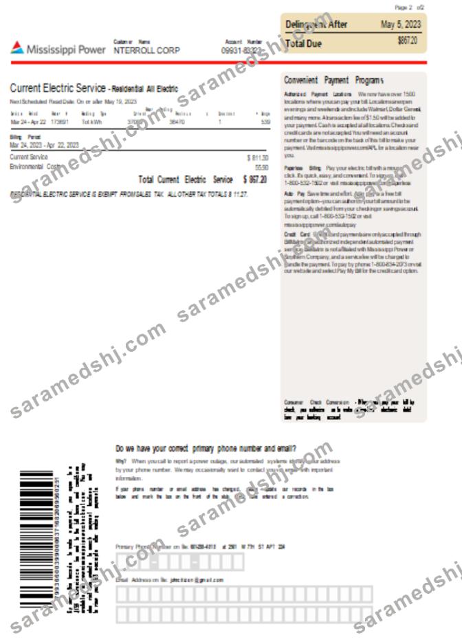 Mississippi Power utility business bill,  page 2, SCR
